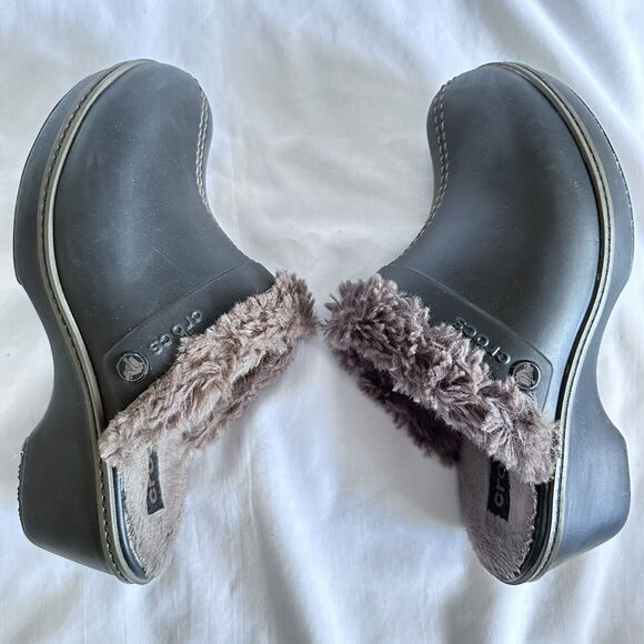 Crocs‎ Cobbler Eva Women's Size 7 Brown Faux Fur Lined Clogs Mules Shoes 11552 - Picture 5 of 10